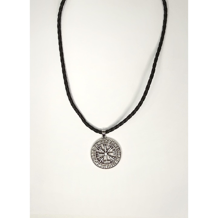 Bőr lánc és ezüst viking medál készlet, 61cm