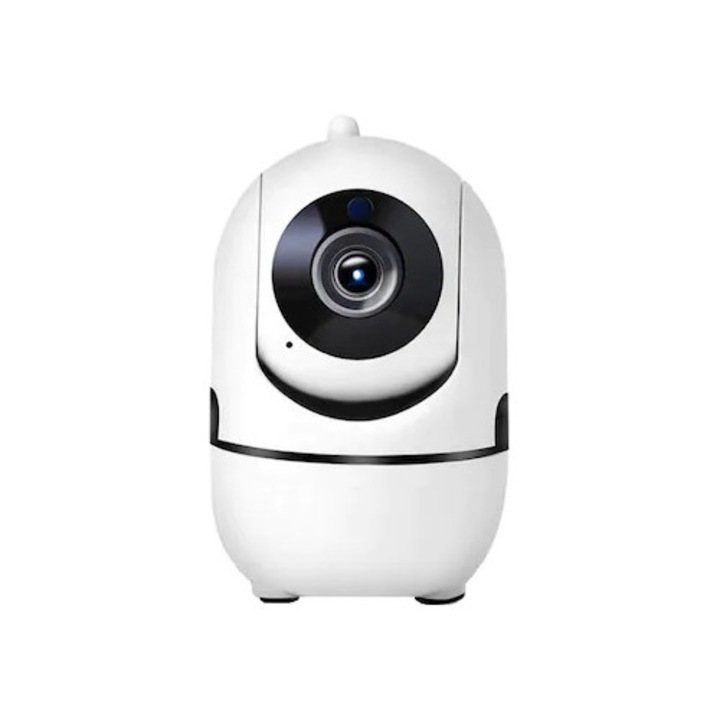 Camera de supraveghere Wifi, monitorizare video-audio bebelusi, Full HD 1080p, 2mpx, rotire motorizata, senzor miscare, night vision, cloud, zoom, alarma, alb