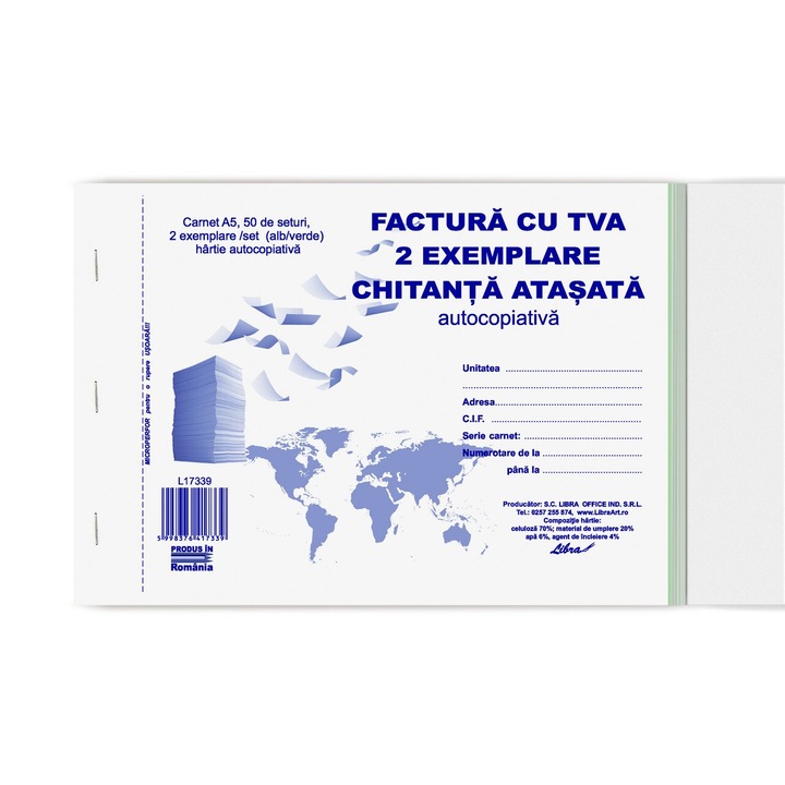 A5-ös számla, 2 példány ÁFA-val, mellékelt önmásolat L17339