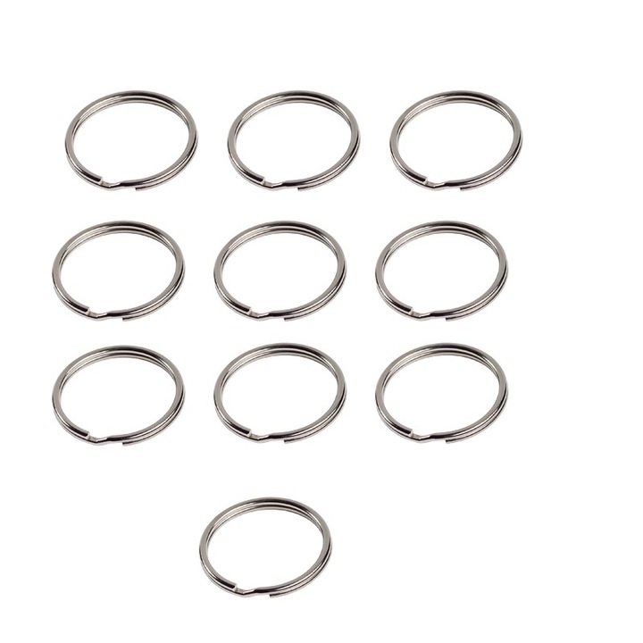 Set 10 accesorii inel breloc, Argintiu, 30mm