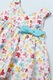 Mayoral, Rochie cu model floral si funda, Alb, Turcoaz, Roz, 75 CM