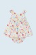 Mayoral, Rochie cu model floral si funda, Alb, Turcoaz, Roz, 75 CM