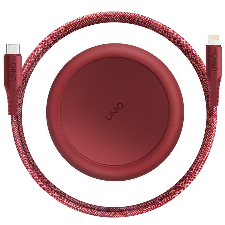 Кабел за данни и зареждане USB-A - USB-C UNIQ Halo, 18W, 1,2 м, червен
