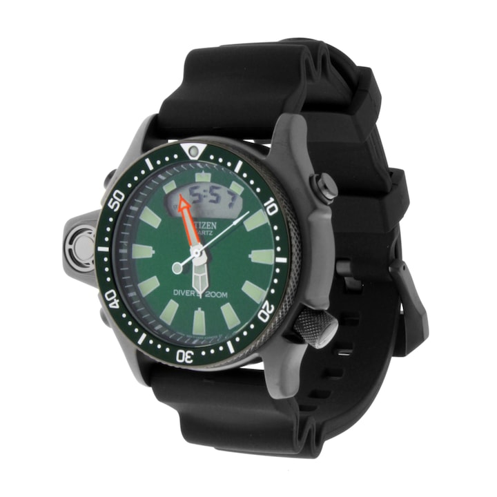 Унисекс часовник JP2007-17X, Citizen, Каучук\Стомана, Зелен\Черен