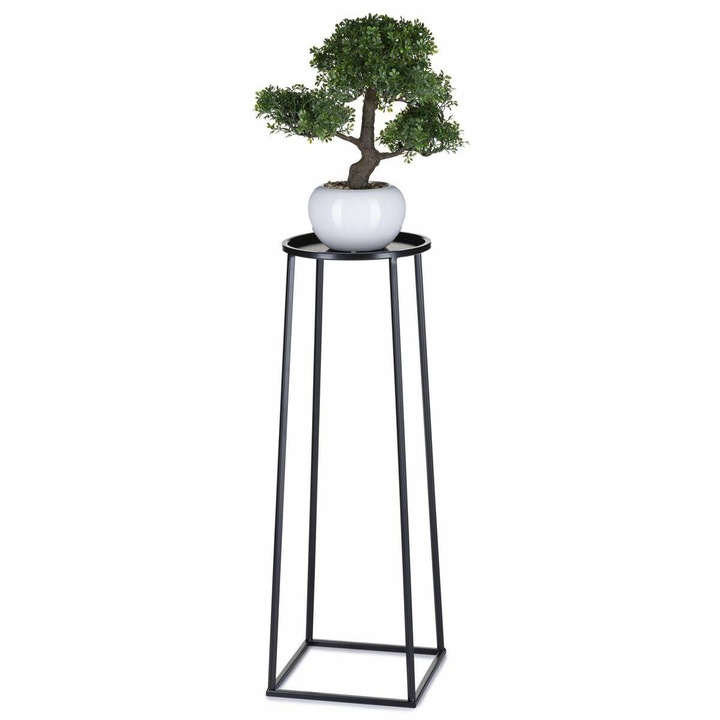 Suport flori, HowHomely, Otel, 70 cm, Negru