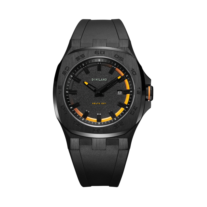 Ceas unisex, D1Milano, Quartz, Otel/Cauciuc, Negru