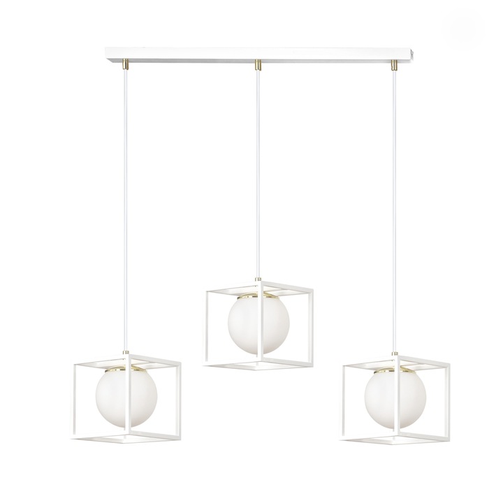 Полилей Spazio 3, Emibig, Метал/Стъкло, 100 см, Бяло