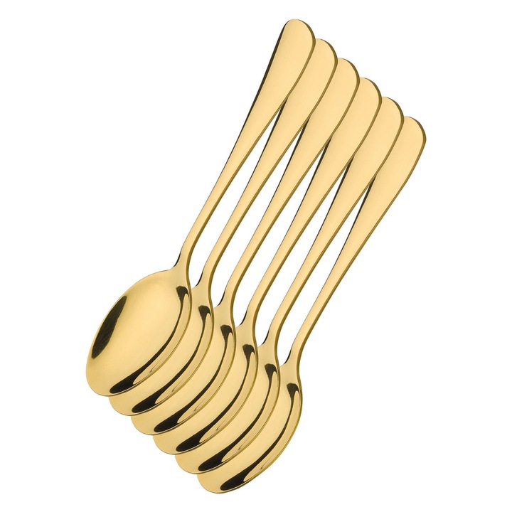 Set 6 lingurite pentru cafea, Cilio, Inox, 13.5 cm, Auriu
