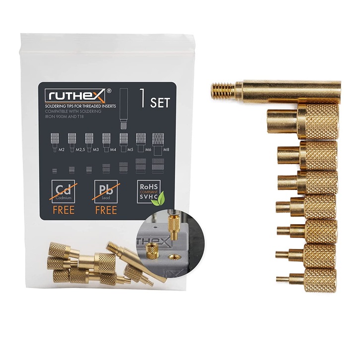 Set 7 Varfuri de lipit Ruthex pentru piulite M2 / M2.5 / M3 / M4 / M5 / M6 / M8, piese ale imprimantei 3D