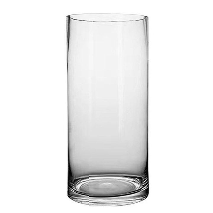 Vaza cilindrica, Sticla, 10x25 cm, Transparent