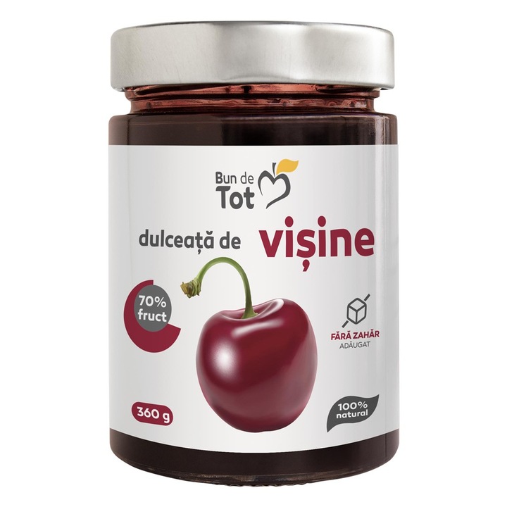 Set 2 x Dulceata de Visine fara Zahar, 360 g, Bun de Tot