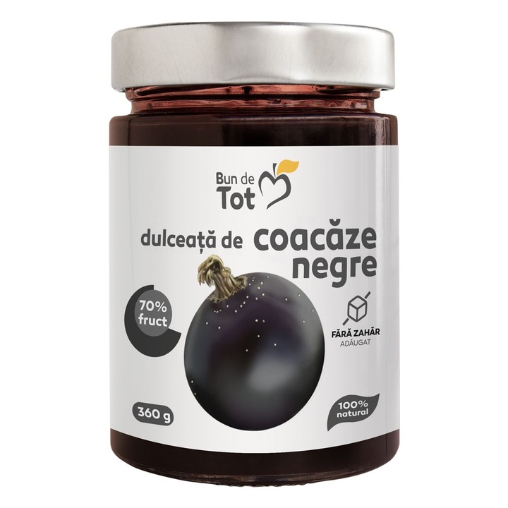 Set 2 x Dulceata de Coacaze Negre fara Zahar, 360 g, Bun de Tot