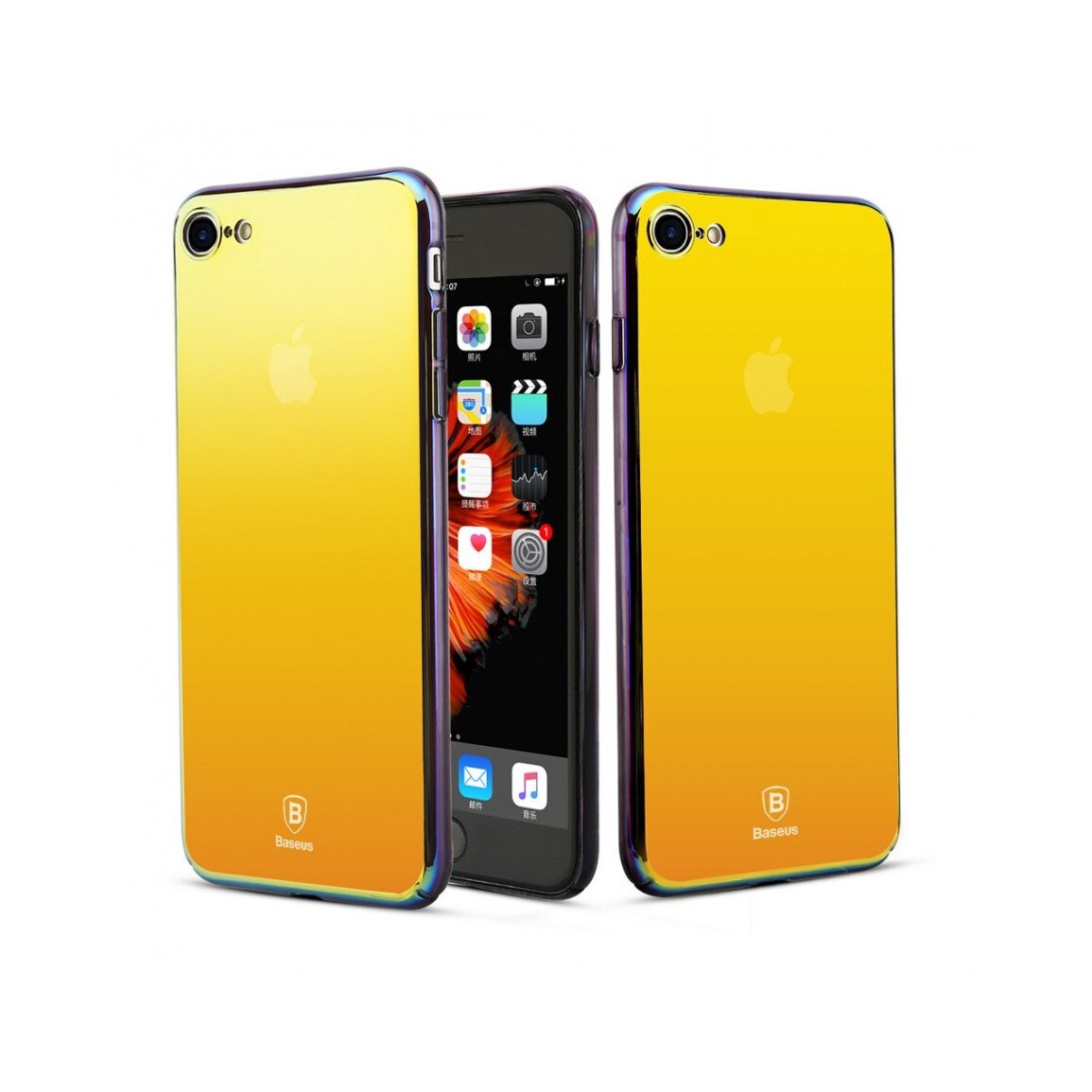 Carcasa protectie spate BASEUS din plastic cu suprafata oglinda pentru iPhone 7 Plus, gold