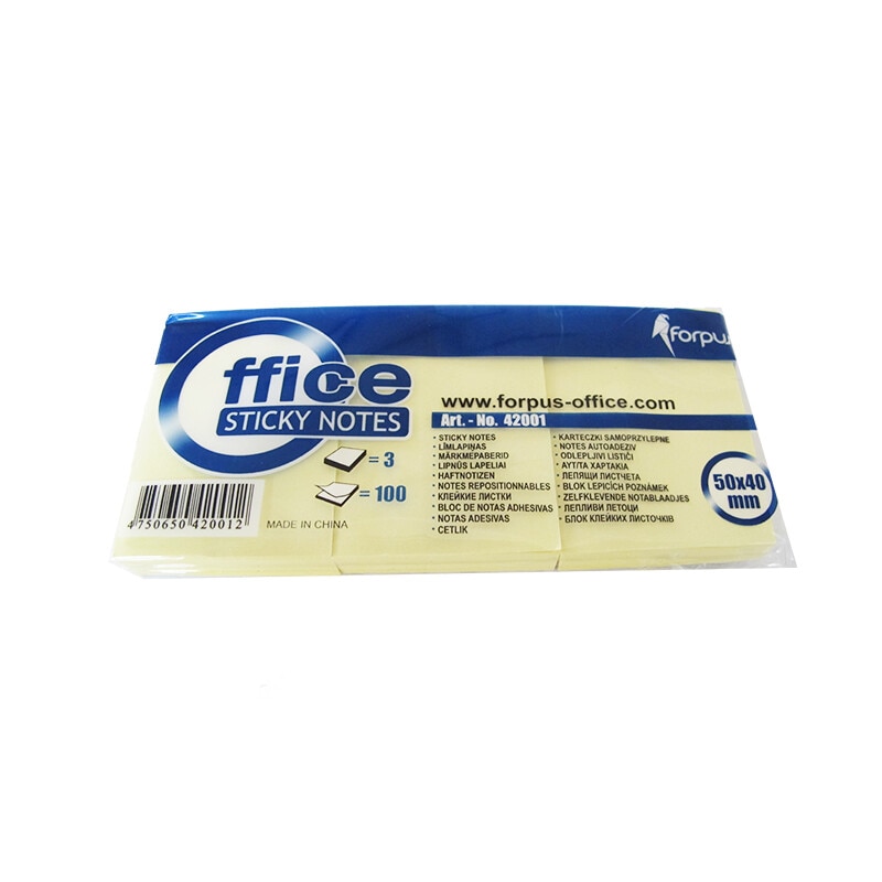 Notite adezive Forpus 42001 50x40mm 3 x100 file galben