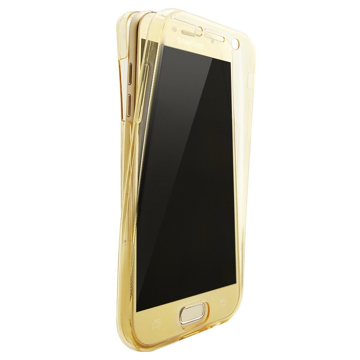 Husa Full TPU 360° (fata + spate), ultra-slim 0.3 mm pentru Samsung Galaxy A3 (2017), Gold transparent