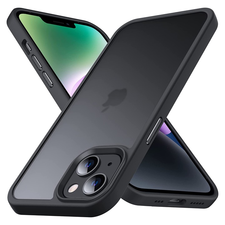 Husa pentru iPhone 14, MobileSmart, Hybrid ultra slim, carcasa spate Antisoc, Negru