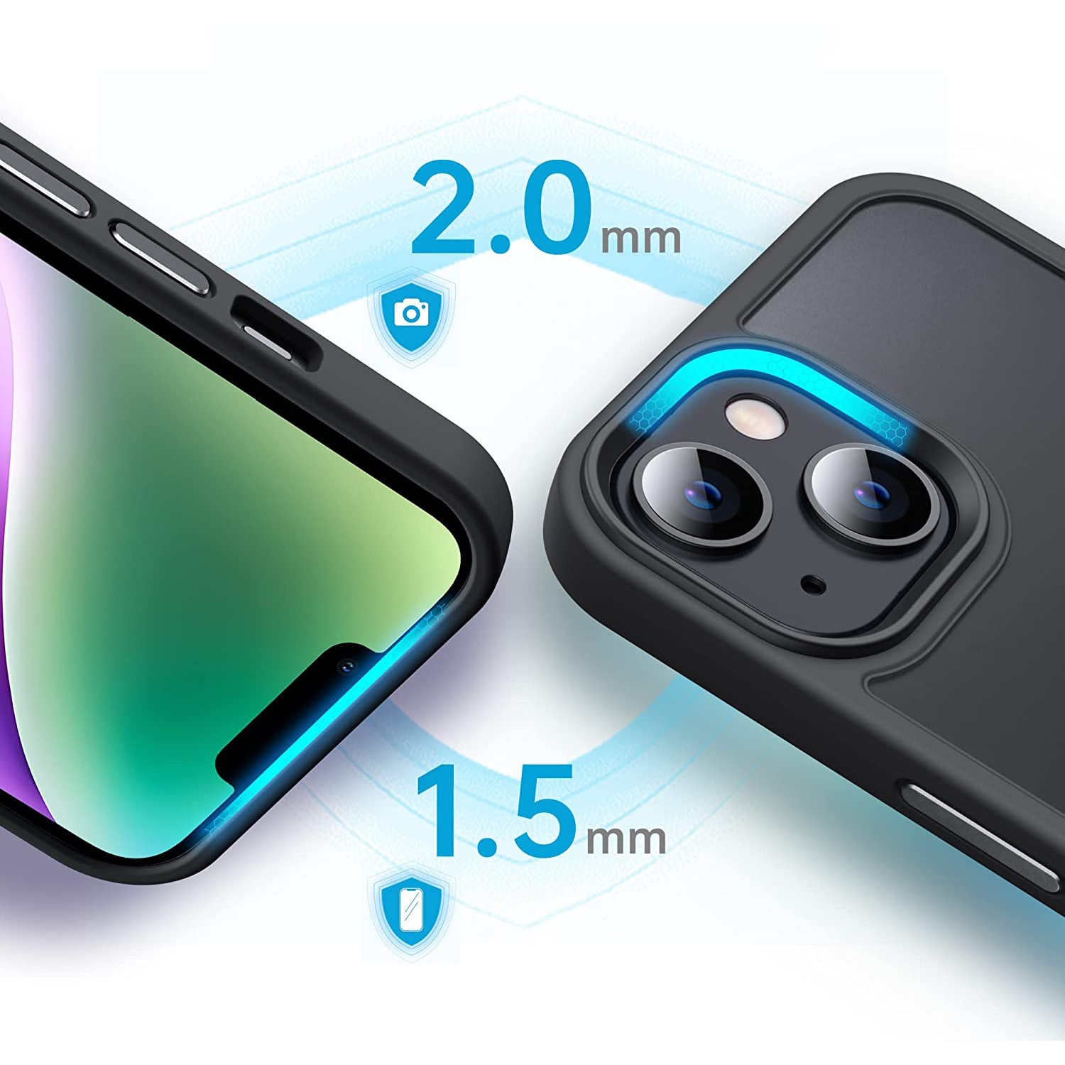 Husa pentru iPhone 14, MobileSmart, Hybrid ultra slim, carcasa spate Antisoc, Negru