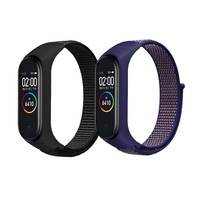 Set 2 Curea Bratara Fitness compatibil Xiaomi Mi Band 3 / 4 / 5 / 6 / 7, material textil, Negru/Bleumarin
