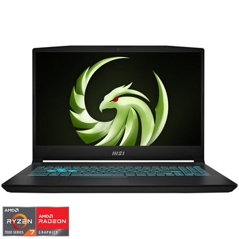 Laptop Gaming MSI Bravo 15 C7VF-073XRO cu procesor AMD Ryzen 7 7735HS pana la 4.75GHz, 15.6", Full HD, IPS, 16GB, 1TB SSD NVMe, NVIDIA GeForce RTX 4060 8GB GDDR 6, Free DOS, Negru