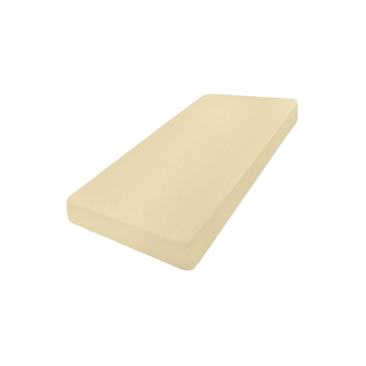 Чаршаф с ластик за матрак с височина 30 см, памук трико, 150/160x190/200 см, Кремав