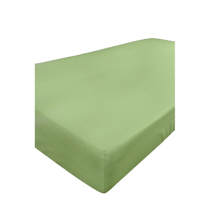 Чаршаф с ластик, за матрак с височина 30 см, памук трико, 90/100x190/200 см, зелен