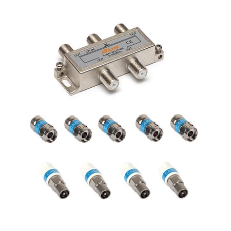 Spliter 4 iesiri + 5 mufe F + 4 mufe TV