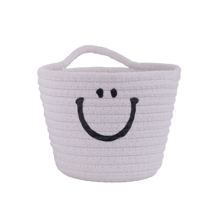 Dekoratív kosár, pamut, 15 x 12 cm, fehér