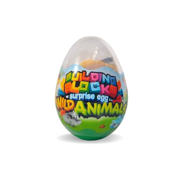 Ou surpriza cu 12 piese de constructie, Animale, Toi-Toys