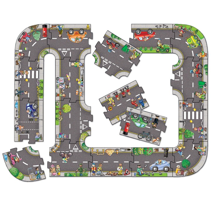 Гигантски подов пъзел Orchard Toys - автомобилна писта, 20 части
