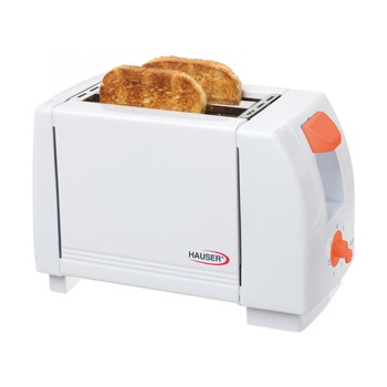 Prajitor de paine Hauser T-210, putere 750 W, 2 felii, Alb Prajitor de paine Hauser T-210, putere 750 W, 2 felii, Alb