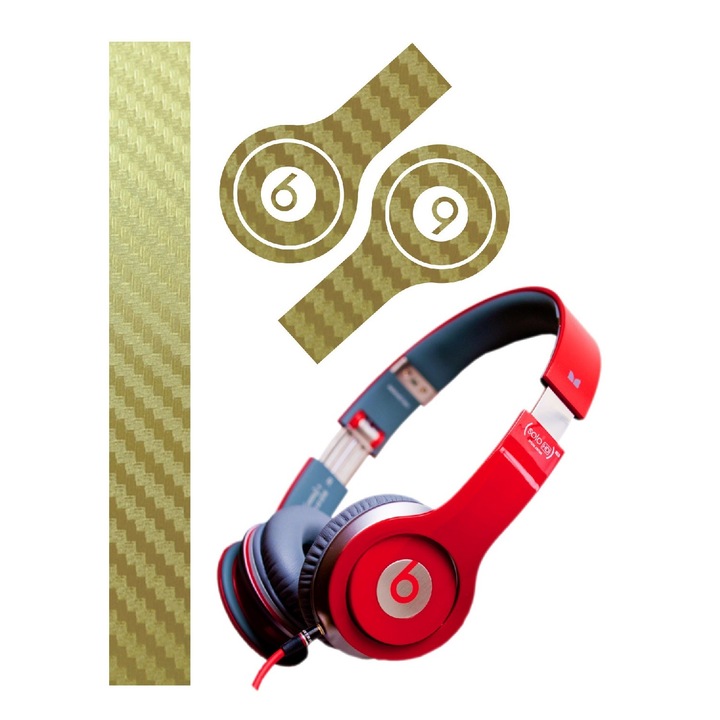 Folie de protectie Carbon Skinz, Husa de tip Skin Adeziv pentru Carcasa, Carbon Auriu dedicata Beats By Dr Dre Solo HD