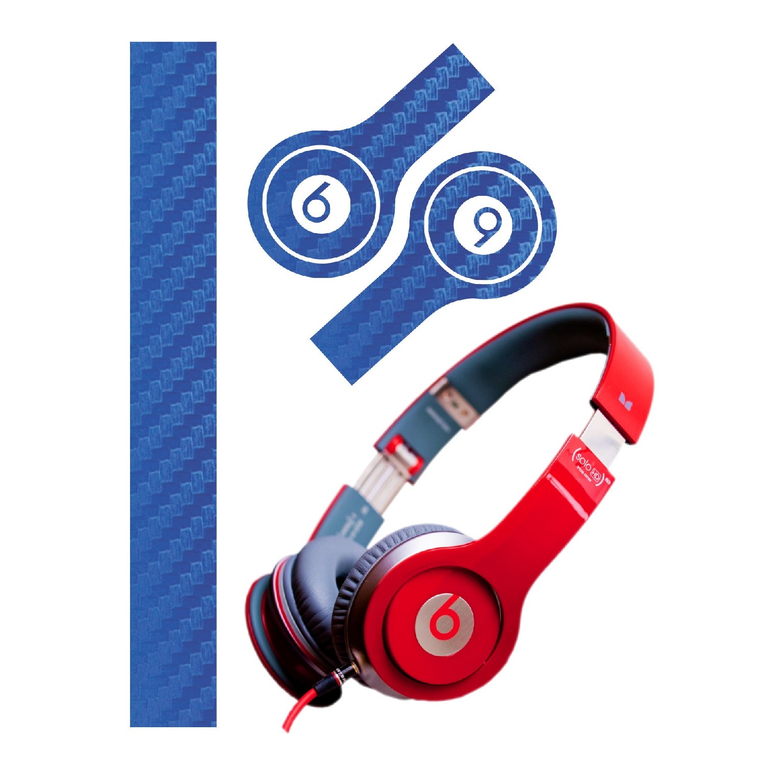 Folie de protectie Carbon Skinz, Husa de tip Skin Adeziv pentru Carcasa, Carbon Albastru dedicata Beats By Dr Dre Solo HD