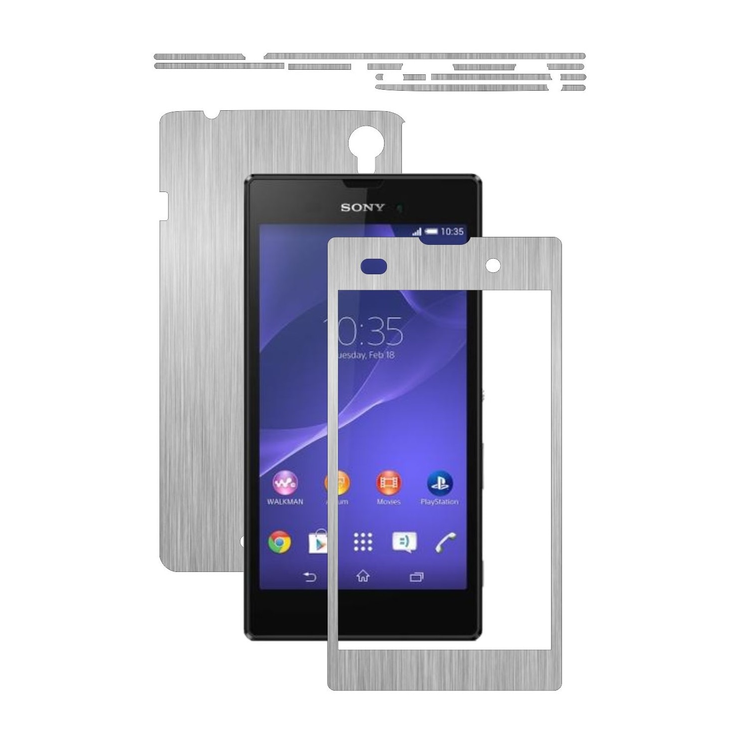 Folie de protectie Carbon Skinz, Husa de tip Skin Adeziv pentru Carcasa, Brushed Argintiu dedicata Sony Xperia T3