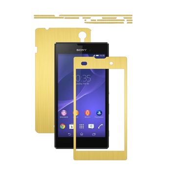 Folie de protectie Carbon Skinz, Husa de tip Skin Adeziv pentru Carcasa, Brushed Auriu dedicata Sony Xperia T3 Folie de protectie Carbon Skinz, Husa de tip Skin Adeziv pentru Carcasa, Brushed Auriu dedicata Sony Xperia T3