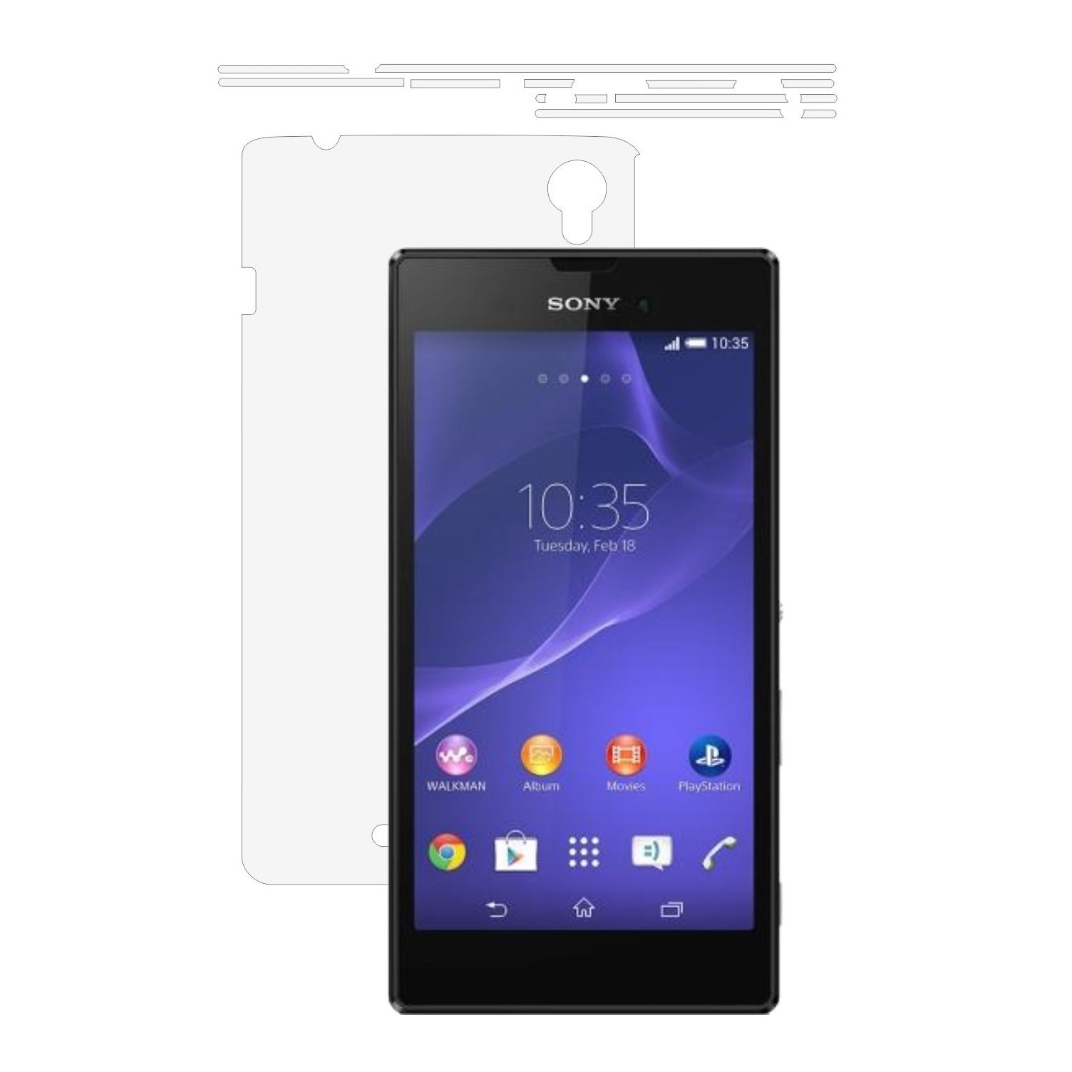 Folie Protectie Invisible Skinz Ultra-Clear HD, Husa Transparenta de tip Skin Adeziv pentru Carcasa si Laterale, dedicata Sony Xperia T3