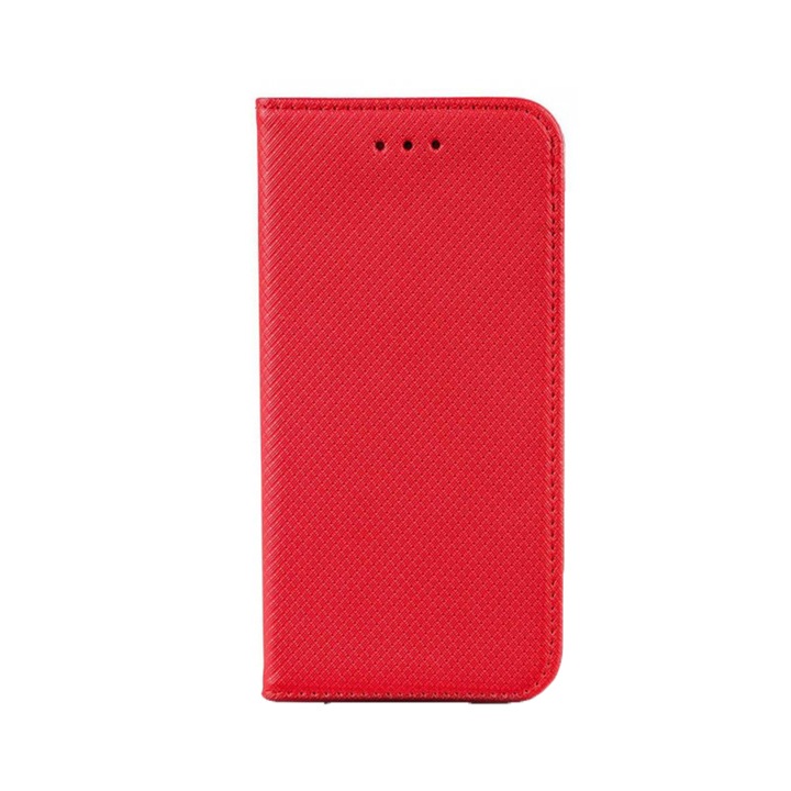 Husa de protectie pentru Xiaomi Redmi Note 12 5G, Flip tip carte, Piele PU cu Inchidere Magnetica, Smart Soft Close, Rosu