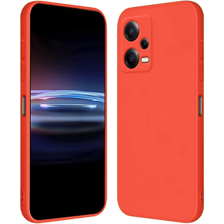 Xiaomi Redmi Note 12 5G (Globál) / Poco X5 5G kompatibilis szilikon hátlaptok, velúr belsővel, matt, barack színű, Silicone