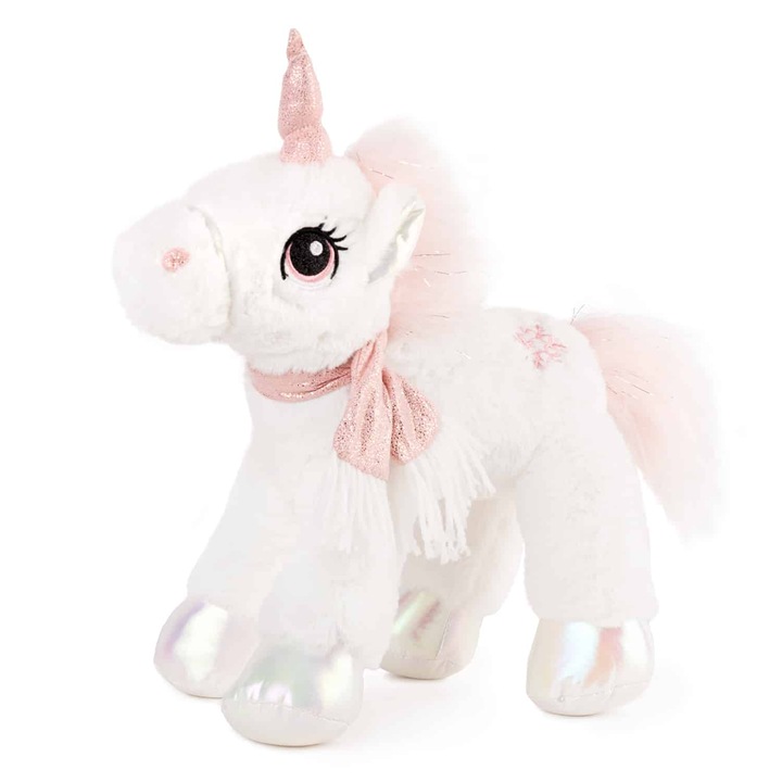 Unicorn de plus, moale si pufos, 35 cm, alb