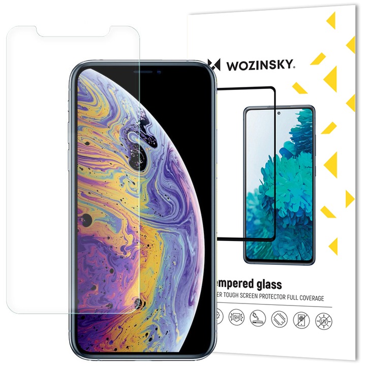 WZK протектор за екран за Apple iPhone 11 Pro / XS / X, защитено стъкло, пълно лепило