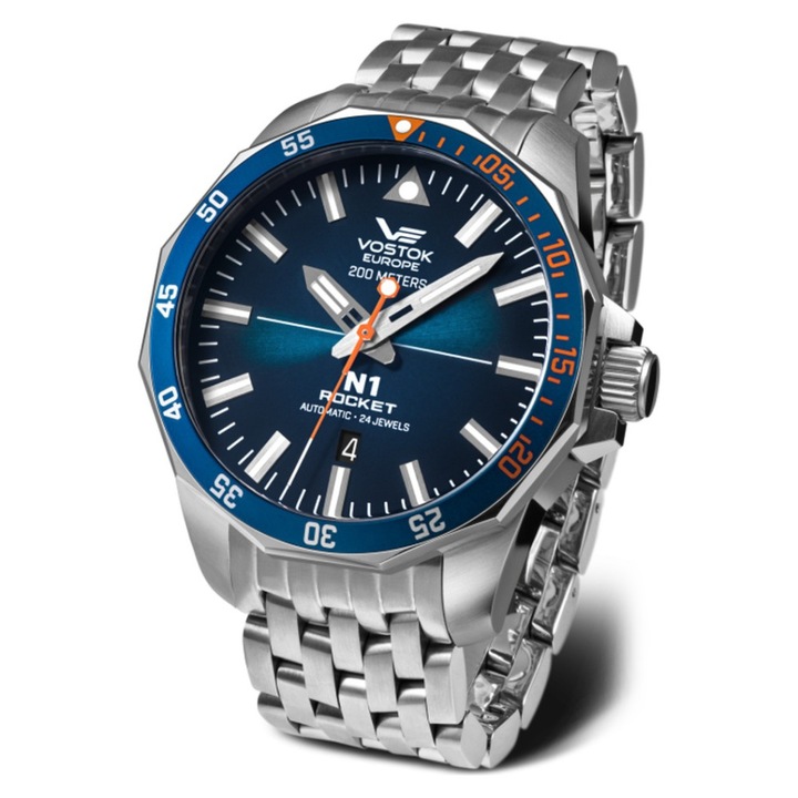 Мъжки часовник Rocket N-1, Vostok Europe, Неръждаема стомана, 46 mm, Син/Сребрист