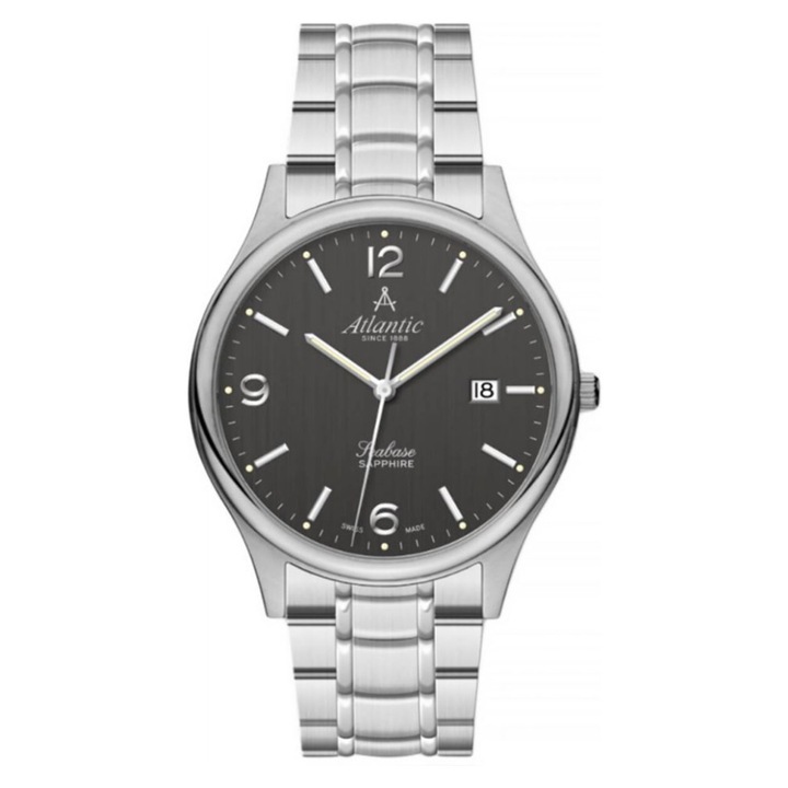 Мъжки часовник Seabase, Atlantic, Неръждаема стомана, 40 мм, Сребрист/Черен