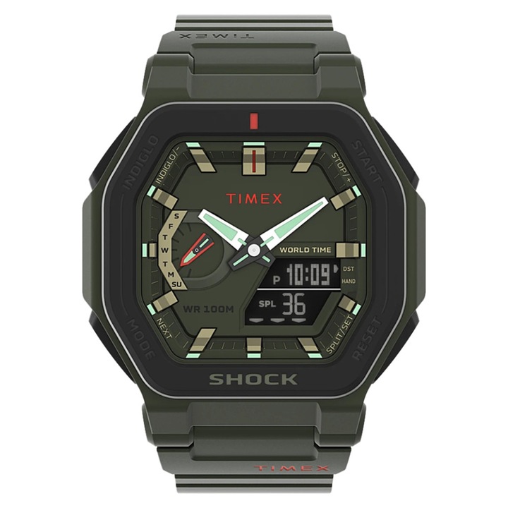 Мъжки часовник Timex Command Encounter, Пластмаса/гума, 45 мм, Зелен/тъмносив