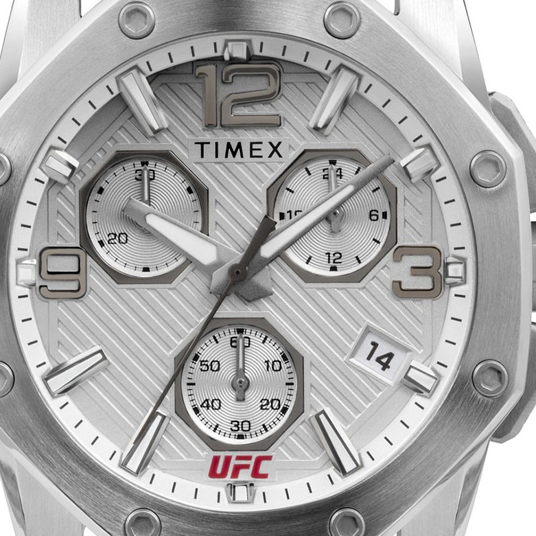 Ceas barbati UFC Icon, Timex, Inox/Cauciuc, 45 mm, Negru/Argintiu - eMAG.ro