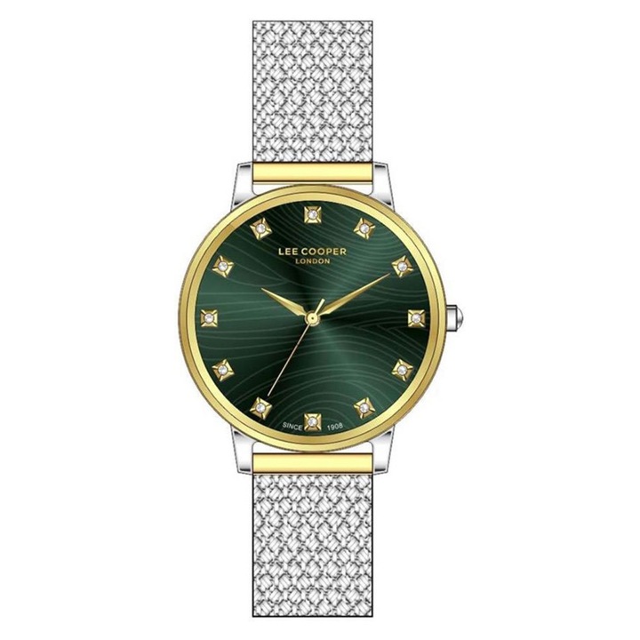 Дамски часовник Lee Cooper, Месинг, Неръждаема стомана, 36 мм, Многоцветен