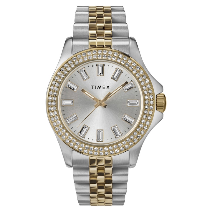 Дамски часовник Trend Kaia, Timex, Месинг, 38 мм, Сребро/Злато