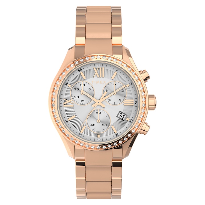 Дамски часовник Miami, Timex, Месинг, 38 мм, Розово злато