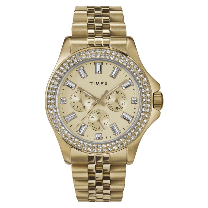 Дамски часовник Trend Kaia, Timex, Месинг, 40 мм, Злато