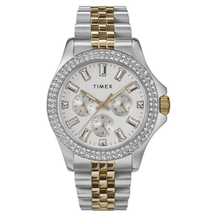 Дамски часовник Timex, Trend Kaia, Месинг, 40 мм, Сребрист/Златист