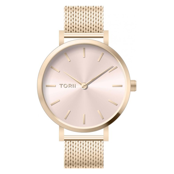 Ceas dama Sakura, Torii, Inox, 34 mm, Auriu/Roz