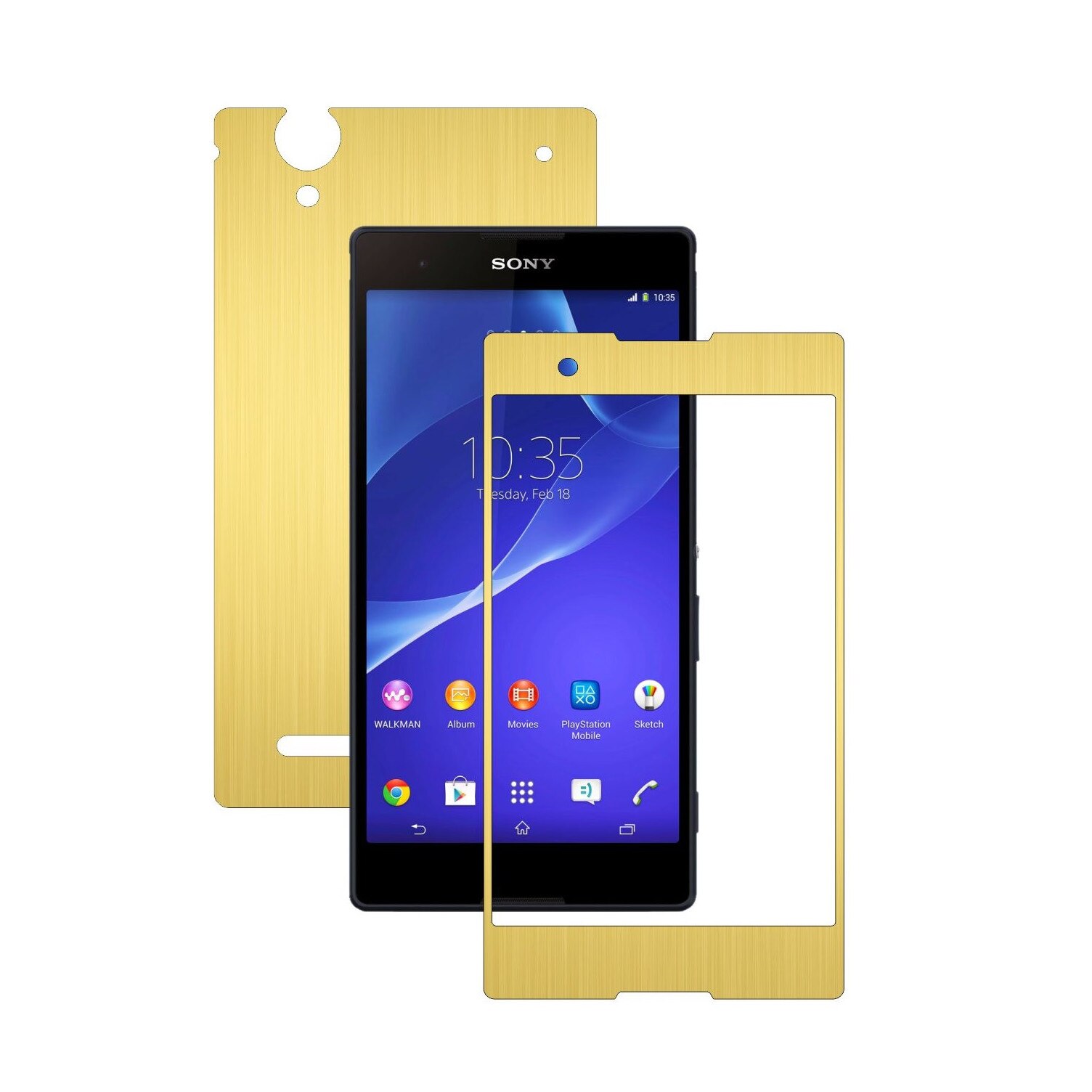 Folie de protectie Carbon Skinz, Husa de tip Skin Adeziv pentru Carcasa, Brushed Auriu dedicata Sony Xperia T2 Ultra
